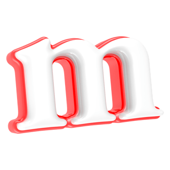 Red Alphabet with White 3D Rendering Letter m png