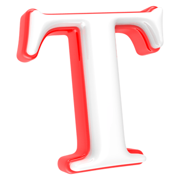 Red Alphabet with White 3D Letter T png
