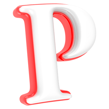 Red Alphabet with White 3D Letter P png
