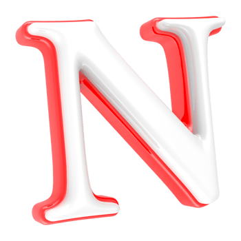 Red Alphabet with White 3D Letter N png