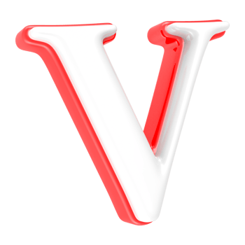 Red Alphabet with White 3D Letter V png