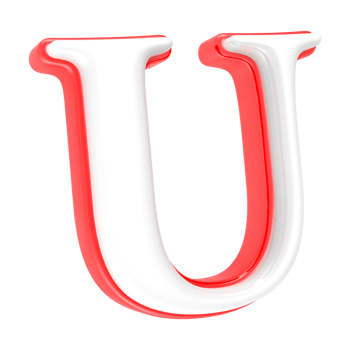 Red Alphabet with White 3D Letter U png