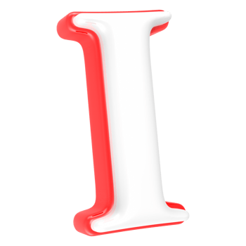 Red Alphabet with White 3D Letter I png