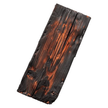 Burnt wooden plank isolated on transparent background png