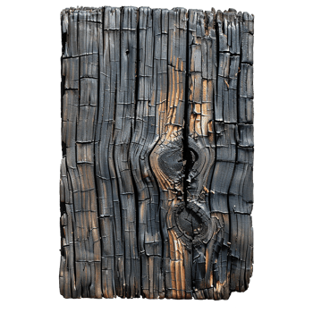 Burnt wooden plank isolated on transparent background png