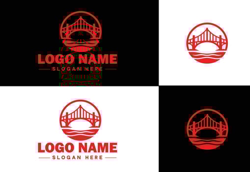 Bridge Construction Building logo icon for business brand app icon creative bridge logo template vector