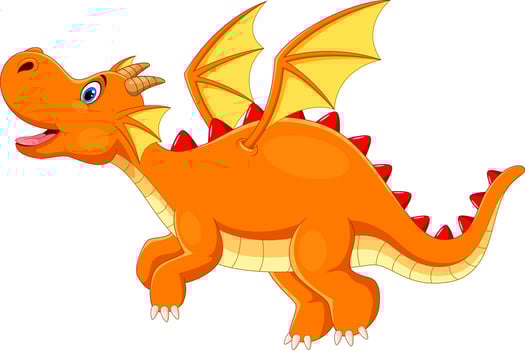 Cute dragon cartoon on white background vector