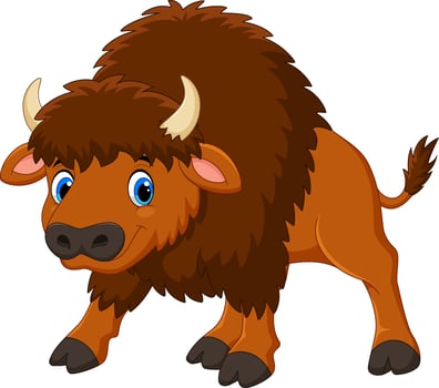 Cute yak cartoon on white background vector