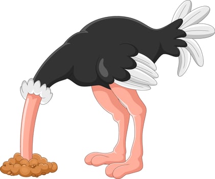 Ostrich hiding its head cartoon vector