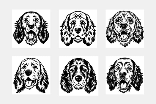 Spaniel silhouette set vector
