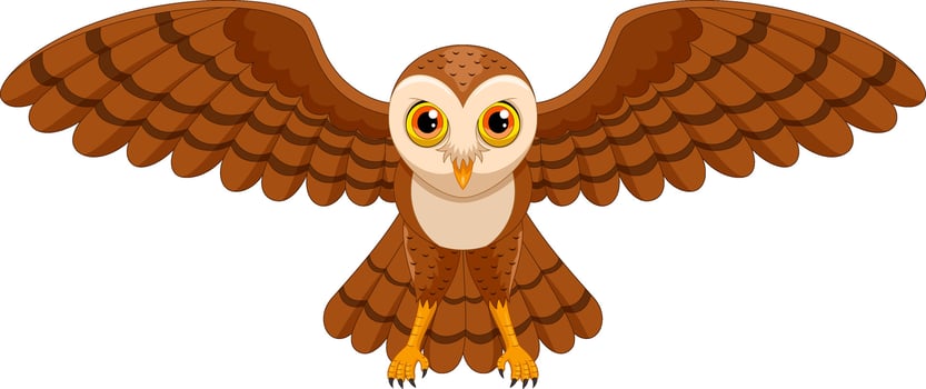 Cute cartoon owl flying isolated on white background vector