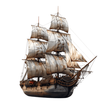 3D Illustration of a Vintage Sailing Ship with White Sails png