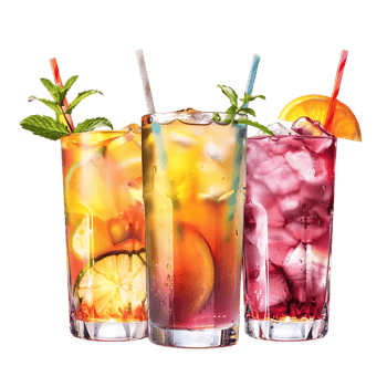 Refreshing Summer Cocktails with Ice and Fruit - Illustration png