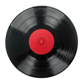 Black Vinyl Record with Red Label Illustration png
