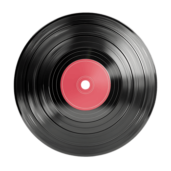 Black Vinyl Record Illustration with Red Center png