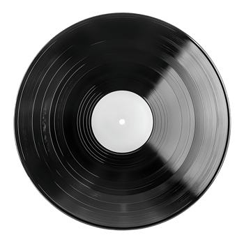 Black Vinyl Record with White Label Photo png