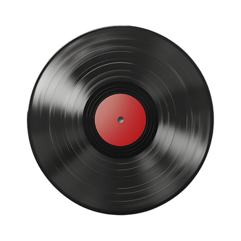 Black Vinyl Record with Red Label 3D Illustration png