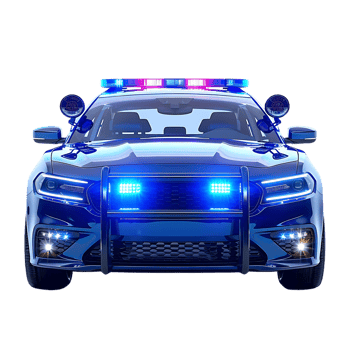 Blue Police Car with Lights Illustration png