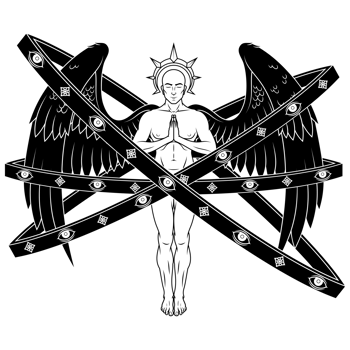 Praying angel with hoops, angelic throne of the Catholic religion, archangel with halo png