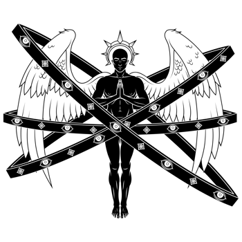 Praying angel with hoops, angelic throne of the Catholic religion, archangel with halo png