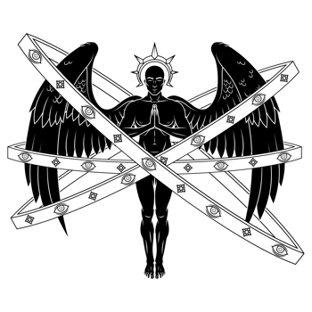 Praying angel with hoops, angelic throne of the Catholic religion, archangel with halo png