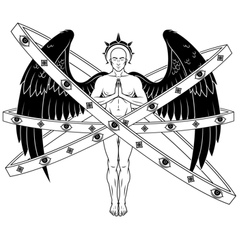 Praying angel with hoops, angelic throne of the Catholic religion, archangel with halo png