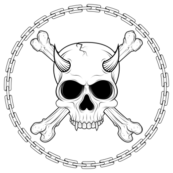 Bone skull surrounded by chains png