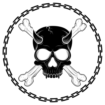 Bone skull surrounded by chains png