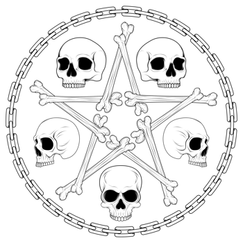 Bone skull surrounded by chains png