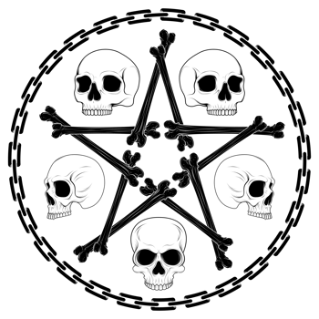 Bone skull surrounded by chains png