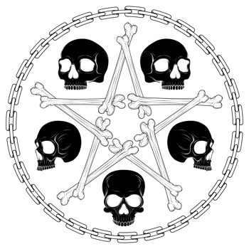 Bone skull surrounded by chains png