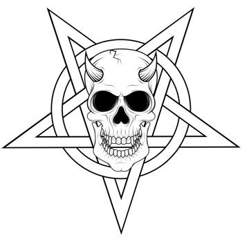 evil skull and intertwined pentagram png
