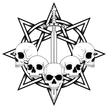 evil skull and intertwined pentagram png