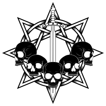 evil skull and intertwined pentagram png