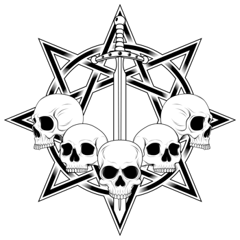 evil skull and intertwined pentagram png