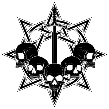 evil skull and intertwined pentagram png