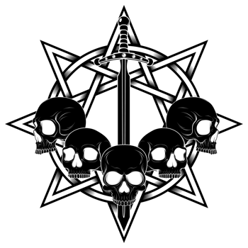 evil skull and intertwined pentagram png