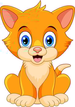Cartoon happy cat on white background vector