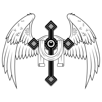 Winged Christian cross with ribbon, Christian symbology of paradise png