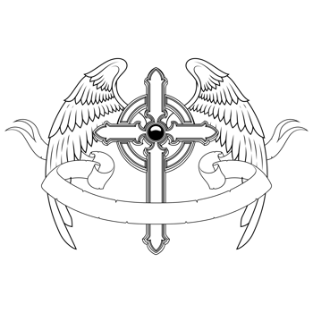 Winged Christian cross with ribbon, Christian symbology of paradise png