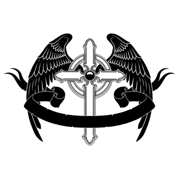 Winged Christian cross with ribbon, Christian symbology of paradise png