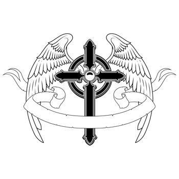 Winged Christian cross with ribbon, Christian symbology of paradise png