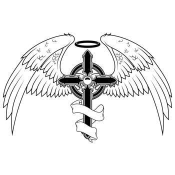 Winged Christian cross with ribbon, Christian symbology of paradise png