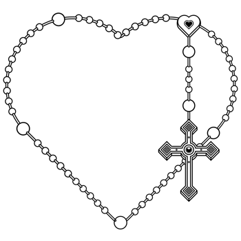 Heart-shaped rosary, rosary with Christian cross, symbol of the Catholic religion png