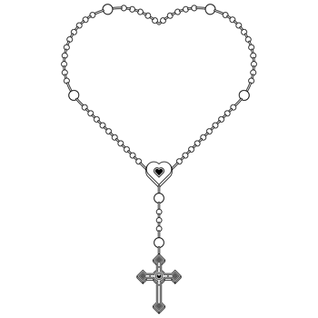 Heart-shaped rosary, rosary with Christian cross, symbol of the Catholic religion png