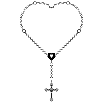 Heart-shaped rosary, rosary with Christian cross, symbol of the Catholic religion png