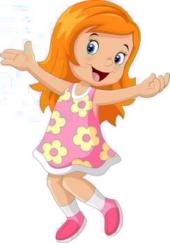 Happy cute girl cartoon vector