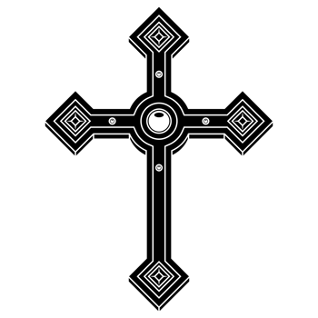 Christian cross with ribbon, symbol of Catholic religion, Christian cross with diamonds and ribbon png