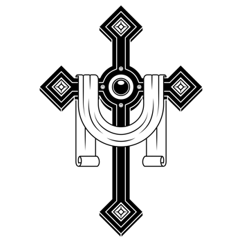 Christian cross with ribbon, symbol of Catholic religion, Christian cross with diamonds and ribbon png
