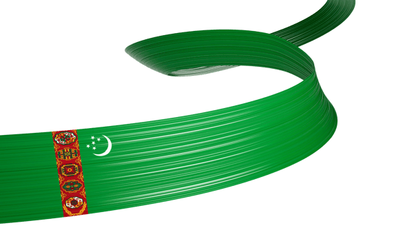 3d Flag Of Turkmenistan 3d Shiny Waving Ribbon Flag 3d Illustration png